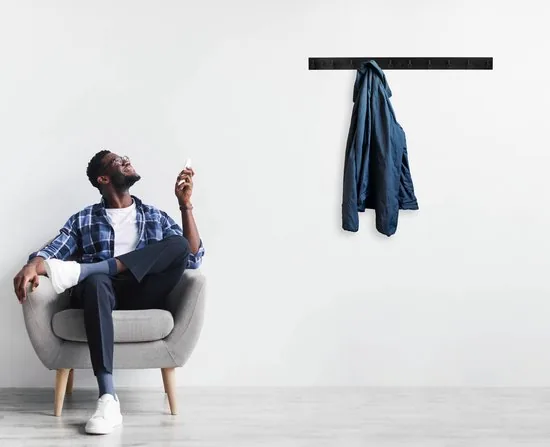 Brute Strength - RVS Kapstok - 10 - haaks - 67 cm - Mat Zwart - Wandkapstok thumbnail 9