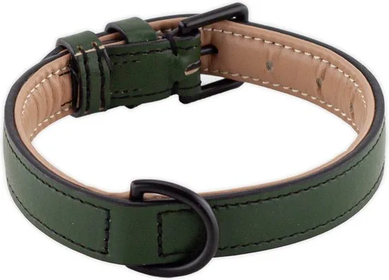 Brute Strength - Luxe leren halsband hond - Donker groen - M - (36 - 43 cm) x 2,5cm thumbnail 5