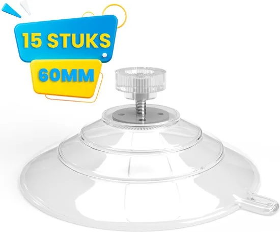 Brute Strength - 15 x Zuignap met schroefdraad - 60MM M4x10 - Zuignap met haak alternatief voor raamfolie - Afbeelding 1