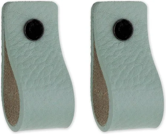 Leren handgrepen - Vaalgroen - 24 stuks - 12,5 x 2,5 cm - incl. 3 kleuren schroeven - Groene handgrepen leer - Leren meubelgreep thumbnail 6