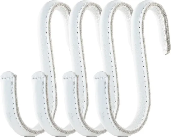 Brute Strength - Leren S-haken - Wit met witte stiksels - 4 stuks - Kledinghaak - Leer - Afbeelding 1