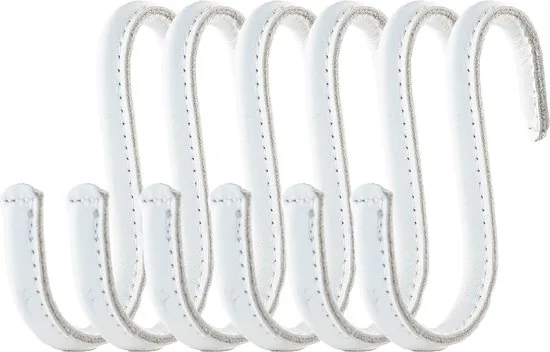 Brute Strength - Leren S-haken - Wit met witte stiksels - 4 stuks - Kledinghaak - Leer thumbnail 4