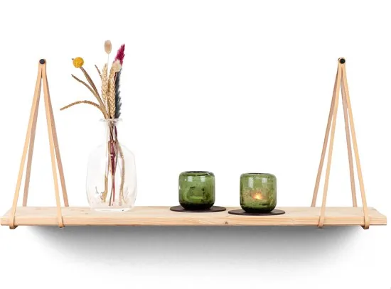 Leren plankdragers gesplitste draden - Naturel - 4 stuks - Echt lederen planken dragers - Afbeelding 1