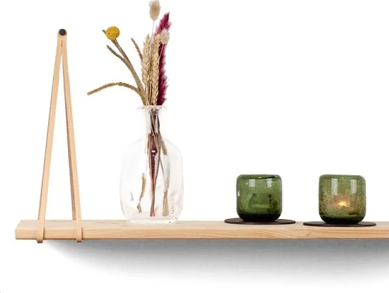 Leren plankdragers gesplitste draden - Naturel - 4 stuks - Echt lederen planken dragers thumbnail 5