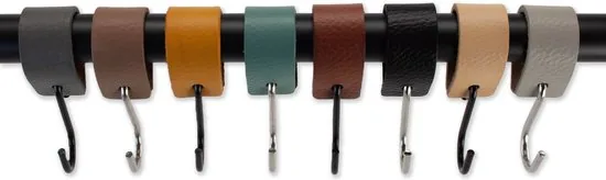 Brute Strength - Leren S-haak hangers - Cognac - 24 stuks - 12,5 x 2,5 cm - Zwart zilver - Leer thumbnail 4