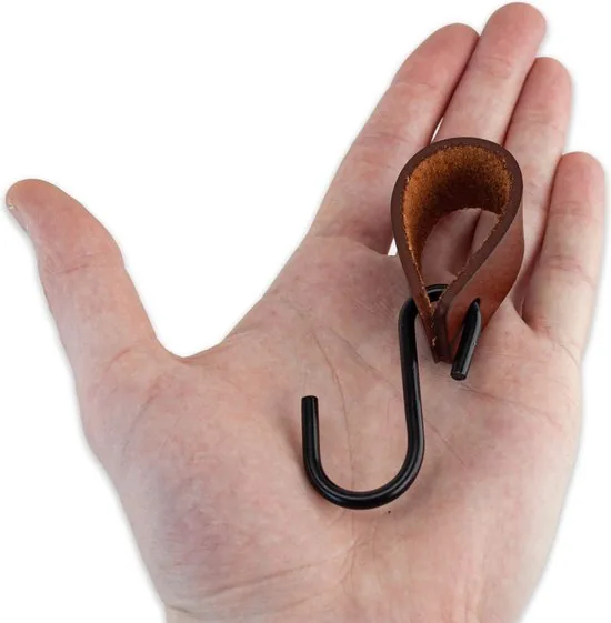 Brute Strength - Leren S-haak hangers - Cognac - 24 stuks - 12,5 x 2,5 cm - Zwart zilver - Leer thumbnail 5