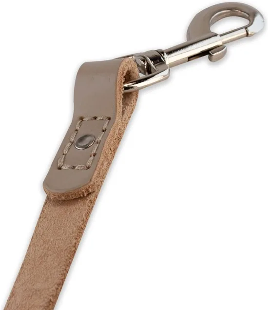 Leren hondenriem - 180cm - grijze riem - hondenriem met stiksels grijs - 100% volnerfleer thumbnail 4