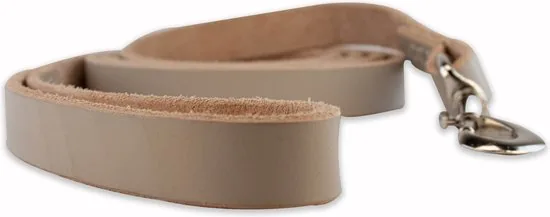 Leren hondenriem - 180cm - grijze riem - hondenriem met stiksels grijs - 100% volnerfleer thumbnail 5