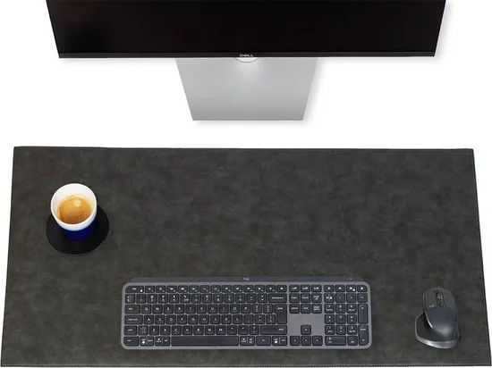 Brute Strength - Luxe Bureau Onderlegger Kunstleer - Grijs - Bureau Organizer - 80x40 cm - Thuiswerken - Bureaumat - Afbeelding 1