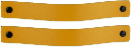 Leren handgrepen - Okergeel - 12 stuks - 20,0 x 2,5 cm - incl. 3 kleuren schroeven - Gele handgrepen leer - Leren meubelgreep thumbnail 6