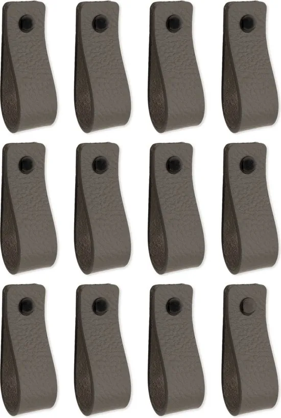Leren handgrepen - Grijs - 48 stuks - 16,5 x 2,5 cm - incl. 3 kleuren schroeven thumbnail 1