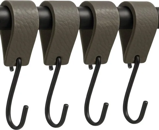 Brute Strength - Leren S-haak hangers - Grijs - 24 stuks - 12,5 x 2,5 cm - Zwart zilver - Leer thumbnail 10