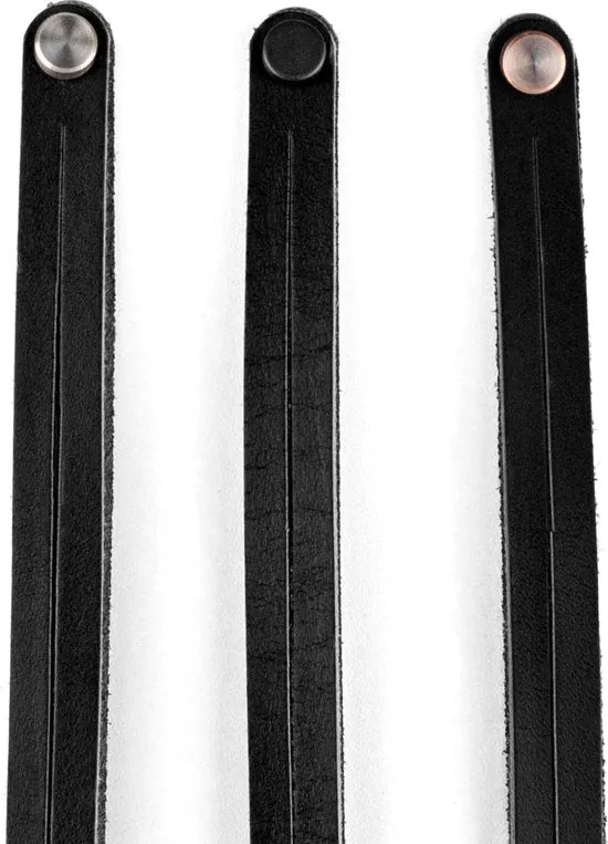 Leren plankdragers gesplitste draden - Zwart - 4 stuks - Echt lederen planken dragers thumbnail 8