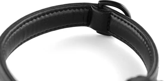 Brute Strength - Luxe leren halsband hond - Zwart met zwarte stiksels - M - (36 - 43 cm) x 2,5cm thumbnail 6