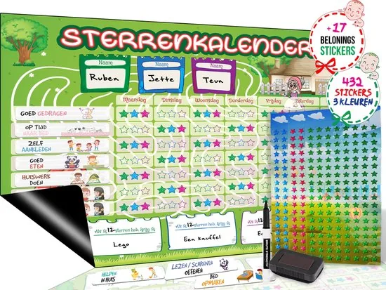 Brute Strength - Magnetisch Beloningssysteem (54) - A3 - Beloningskalender - Planborden - Weekplanner kind - Zindelijkheidstraining - Afbeelding 1