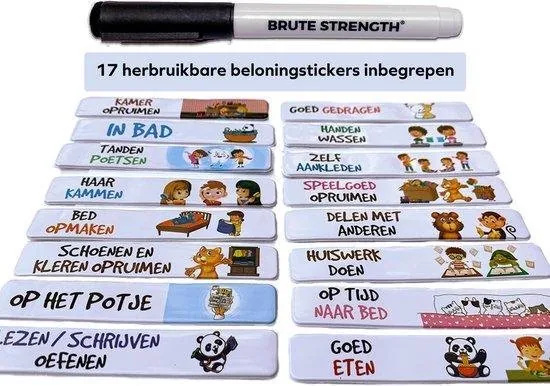 Brute Strength - Magnetisch Beloningssysteem (54) - A3 - Beloningskalender - Planborden - Weekplanner kind - Zindelijkheidstraining thumbnail 2