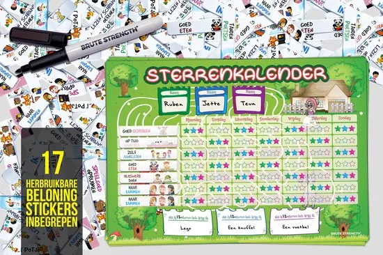 Brute Strength - Magnetisch Beloningssysteem (54) - A3 - Beloningskalender - Planborden - Weekplanner kind - Zindelijkheidstraining thumbnail 3