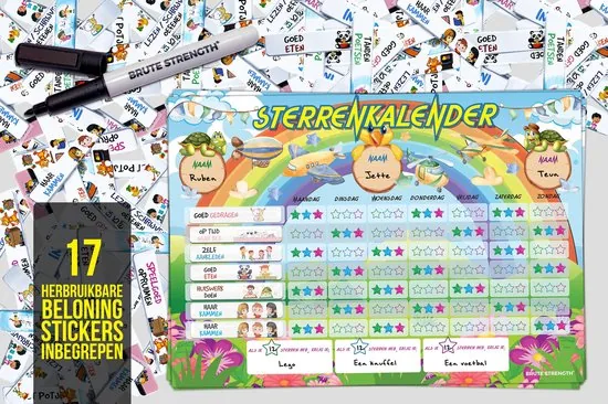 Brute Strength - Magnetisch Beloningssysteem (48) - A3 - Beloningskalender - Planborden - Weekplanner kind - Zindelijkheidstraining thumbnail 3