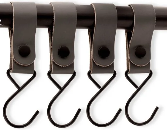 Brute Strength - Multifunctionele Haak Met Lederen Lus - Grijs - 12 stuks - Kapstokhaak - Kampeerhaak - Leer thumbnail 4