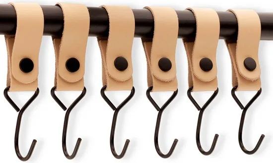 Brute Strength - Multifunctionele Haak Met Lederen Lus - Naturel - 4 stuks - Kapstokhaak - Kampeerhaak - Leer thumbnail 7