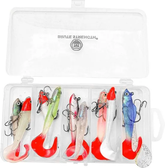 Brute Strength - Kunst Aas Set - 10 stuks - Roofvissen Pluggen Met Haak Set Voor Snoek/Baars Roofvis 1 kunstaas - Shads thumbnail 2