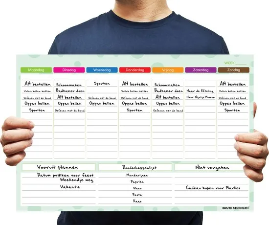 Brute Strength - Magnetisch Weekplanner whiteboard (20) - 53 x 34 cm - Planbord - Familieplanner - Gezinsplanner - To Do Planner thumbnail 2