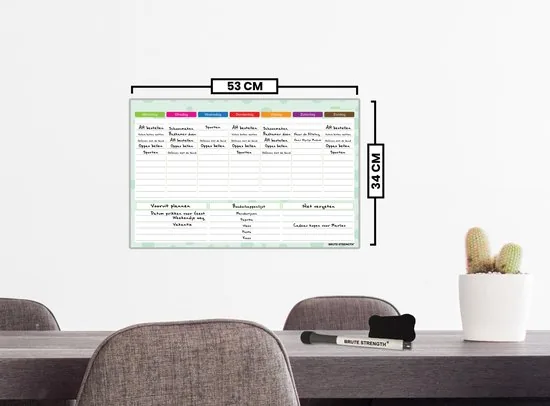 Brute Strength - Magnetisch Weekplanner whiteboard (20) - 53 x 34 cm - Planbord - Familieplanner - Gezinsplanner - To Do Planner thumbnail 3