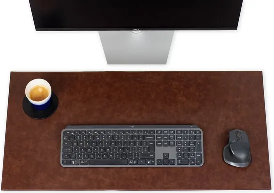 Brute Strength - Luxe Bureau Onderlegger Kunstleer - Cognac - Bureau Organizer - 80x40 cm - Thuiswerken - Bureaumat thumbnail 1