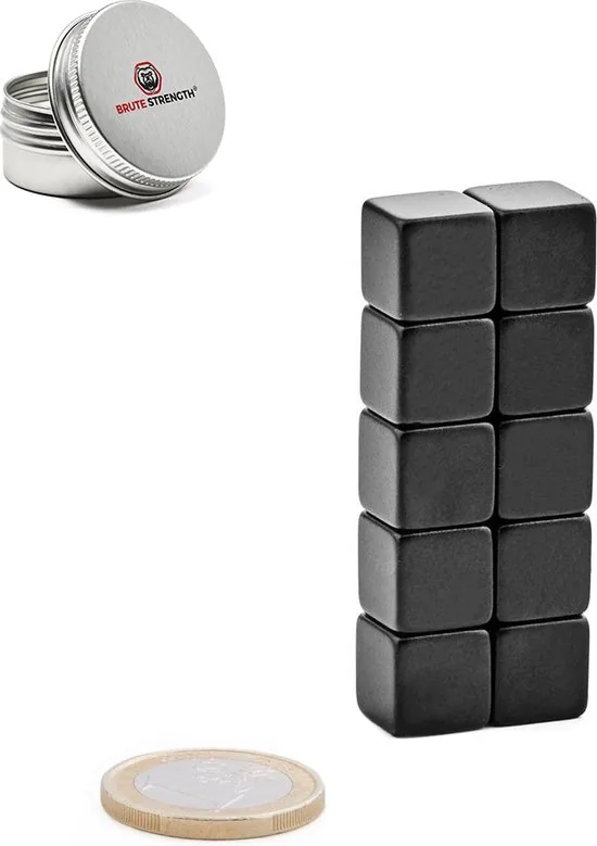 Brute Strength - Super sterke magneten - Vierkant - 10 x 10 x 10 mm - 10 stuks - Zwart - Neodymium magneet sterk thumbnail 4