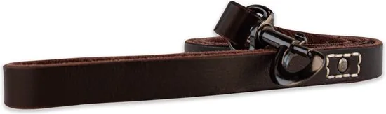 Leren hondenriem - 220cm - bruine met zwarte riem - hondenriem met stiksels - 100% volnerfleer thumbnail 6