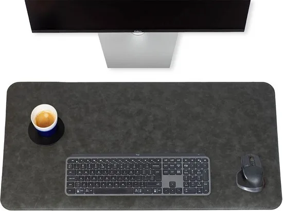 Brute Strength - Luxe Bureau Onderlegger Kunstleer - Grijs - ronde hoeken - Bureau Organizer - 80x40 cm - Bureaumat thumbnail 1