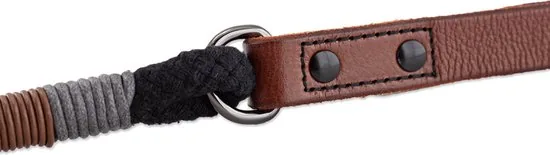 Brute Strength - Hondenriem - 220cm - Zwart/Cognac/Grijs - Handgemaakt - Luxe handvat van leer - 100% volnerfleer thumbnail 7