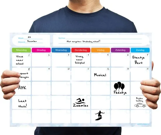 Brute Strength - Magnetisch Weekplanner whiteboard (25) - 53 x 34 cm - Planbord - Familieplanner - Gezinsplanner - To Do Planner thumbnail 2