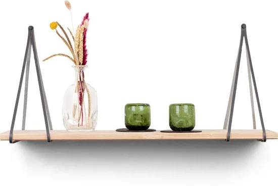 Leren plankdragers gesplitste draden - Grijs - 4 stuks - Echt lederen planken dragers - Afbeelding 1