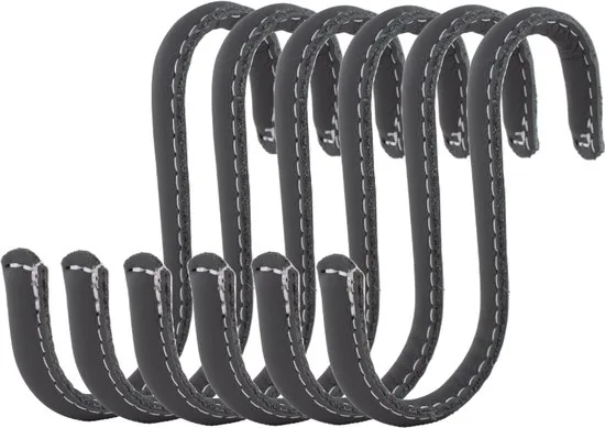 Brute Strength - Leren S-haken - Grijs - 6 stuks - Kledinghaak - Leer - Afbeelding 1