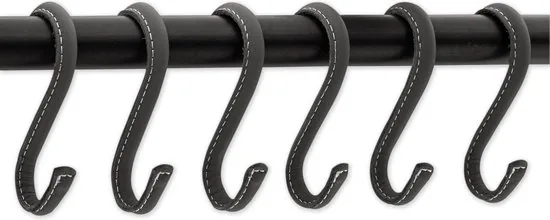 Brute Strength - Leren S-haken - Grijs - 6 stuks - Kledinghaak - Leer thumbnail 3