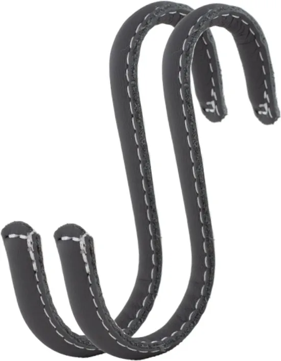 Brute Strength - Leren S-haken - Grijs - 6 stuks - Kledinghaak - Leer thumbnail 6