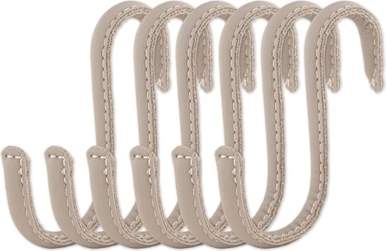 Brute Strength - Leren S-haken - Licht grijs - 6 stuks - Kledinghaak - Leer - Afbeelding 1