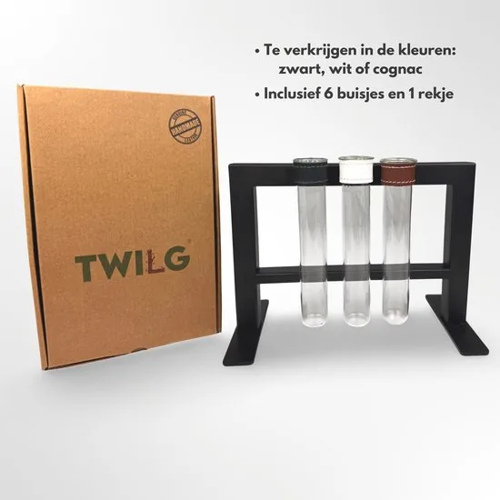 TWILG - Magnetische muurvaasjes met zwart stijlvol rekje en stekstation - Cognac - 6-delige set voor muur en tafel, inclusief N52 magneten en originele muuroplossing voor stekjes thumbnail 6