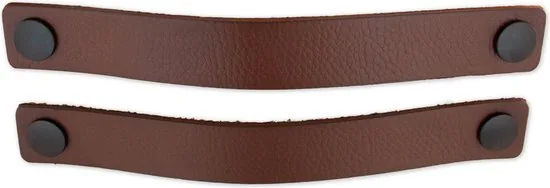 Leren handgrepen - Cognac - 2 stuks - 25 x 3 cm - Handgrepen leer - Leren meubelgreep - Leren handvaten kast - Afbeelding 1