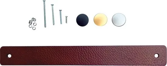 Leren handgrepen - Cognac - 2 stuks - 25 x 3 cm - Handgrepen leer - Leren meubelgreep - Leren handvaten kast thumbnail 2