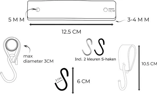Brute Strength - Leren S-haak hangers - Taupe - 6 stuks - 12,5 x 2,5 cm - Zwart zilver - Leer thumbnail 9