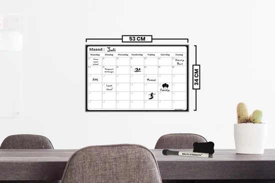 Brute Strength - Magnetisch Weekplanner whiteboard (1) - 53 x 34 cm - Planbord - Familieplanner - Gezinsplanner - To Do Planner thumbnail 3
