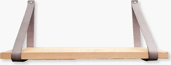 Leren plankdragers - Licht grijs - 6 stuks - Echt leer - Grijze plankendragers - Wandplank industrieel - Legplankdrager thumbnail 3