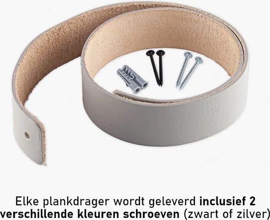 Leren plankdragers - Licht grijs - 6 stuks - Echt leer - Grijze plankendragers - Wandplank industrieel - Legplankdrager thumbnail 5