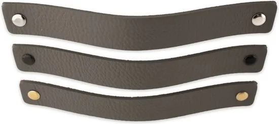Leren handgrepen - Grijs - 24 stuks - 20,0 x 2,5 cm - incl. 3 kleuren schroeven - Grijze handgrepen leer - Leren meubelgreep thumbnail 6