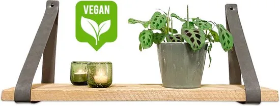 Leren plankdragers - Grijs - 4 stuks - PU lederen planken dragers - Kunstleer plank dragers - Wandplank industrieel - Legplankdrager - Afbeelding 1