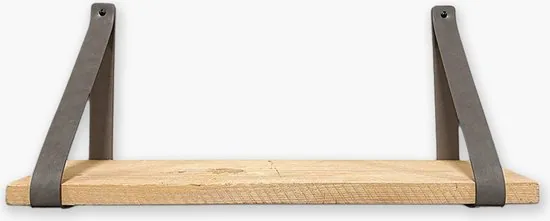 Leren plankdragers - Grijs - 4 stuks - PU lederen planken dragers - Kunstleer plank dragers - Wandplank industrieel - Legplankdrager thumbnail 2