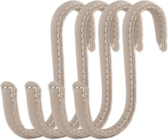 Brute Strength - Leren S-haken - Licht grijs - 4 stuks - 10 cm x 10 mm - Leer - Afbeelding 1