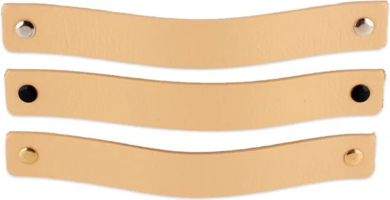 Leren handgrepen - Naturel - 12 stuks - 20,0 x 2,5 cm - incl. 3 kleuren schroeven - Handgrepen leer - Leren meubelgreep thumbnail 6